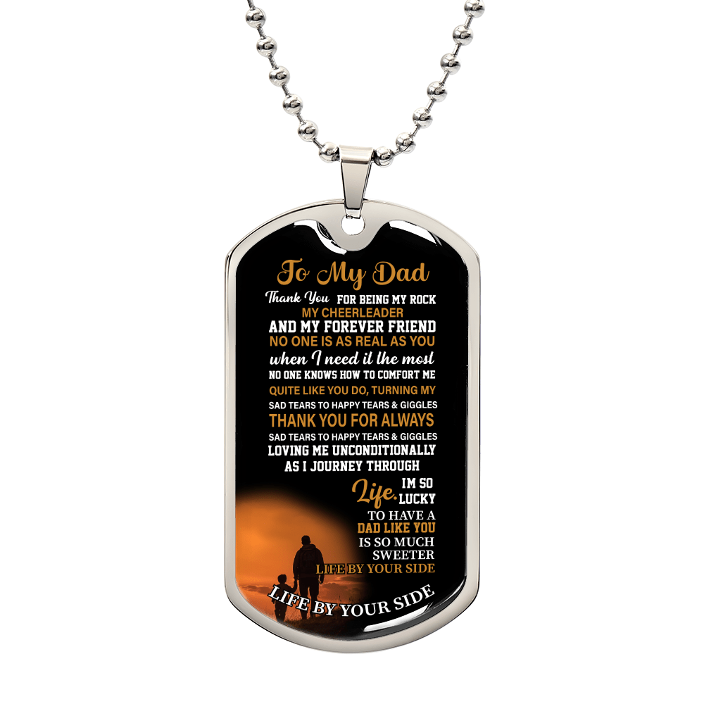 To my dad Luxury Graphic Dog Tag Necklace - Beauty Belliss